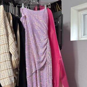 Sparkling Pink/purple Sequin prom Dress